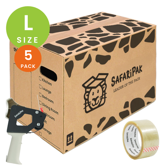 5 x Large Strong Cardboard Storage Moving Boxes With Tape & Tape Gun