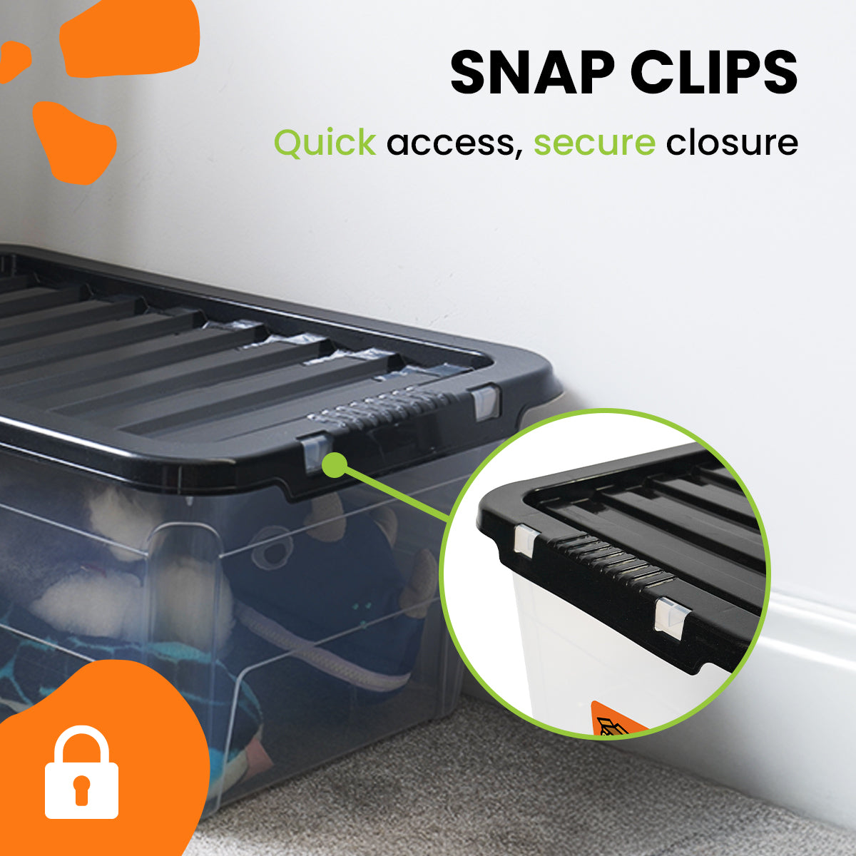 3 x 45L Stackable Plastic Storage Boxes with Lids