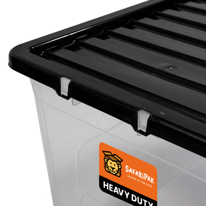 3 x 80L Stackable Plastic Storage Boxes with Lids