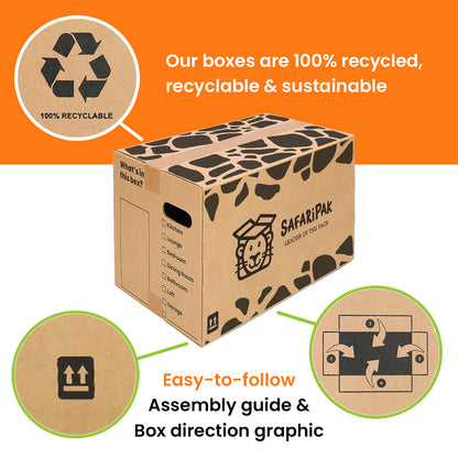 Pack of 30 Large Reusable Cardboard Moving Storage Box With Tape