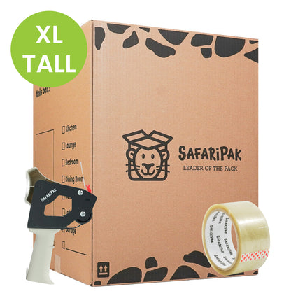 Extra Tall Strong Cardboard Storage Moving Boxes with Tape & Tape Gun